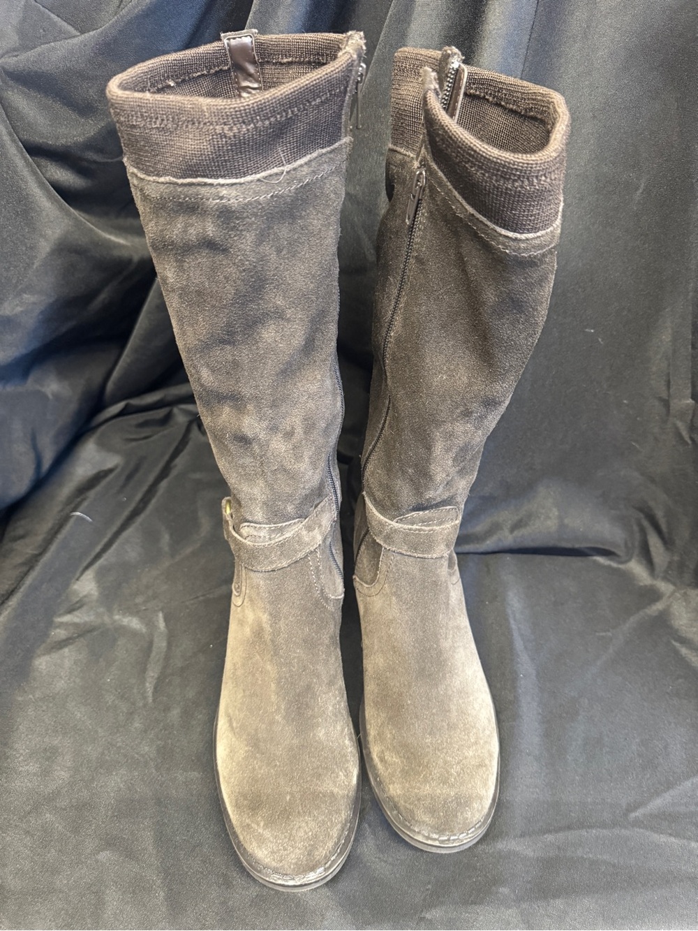 Nine West Suede Knee-High Heeled Boots - Brown